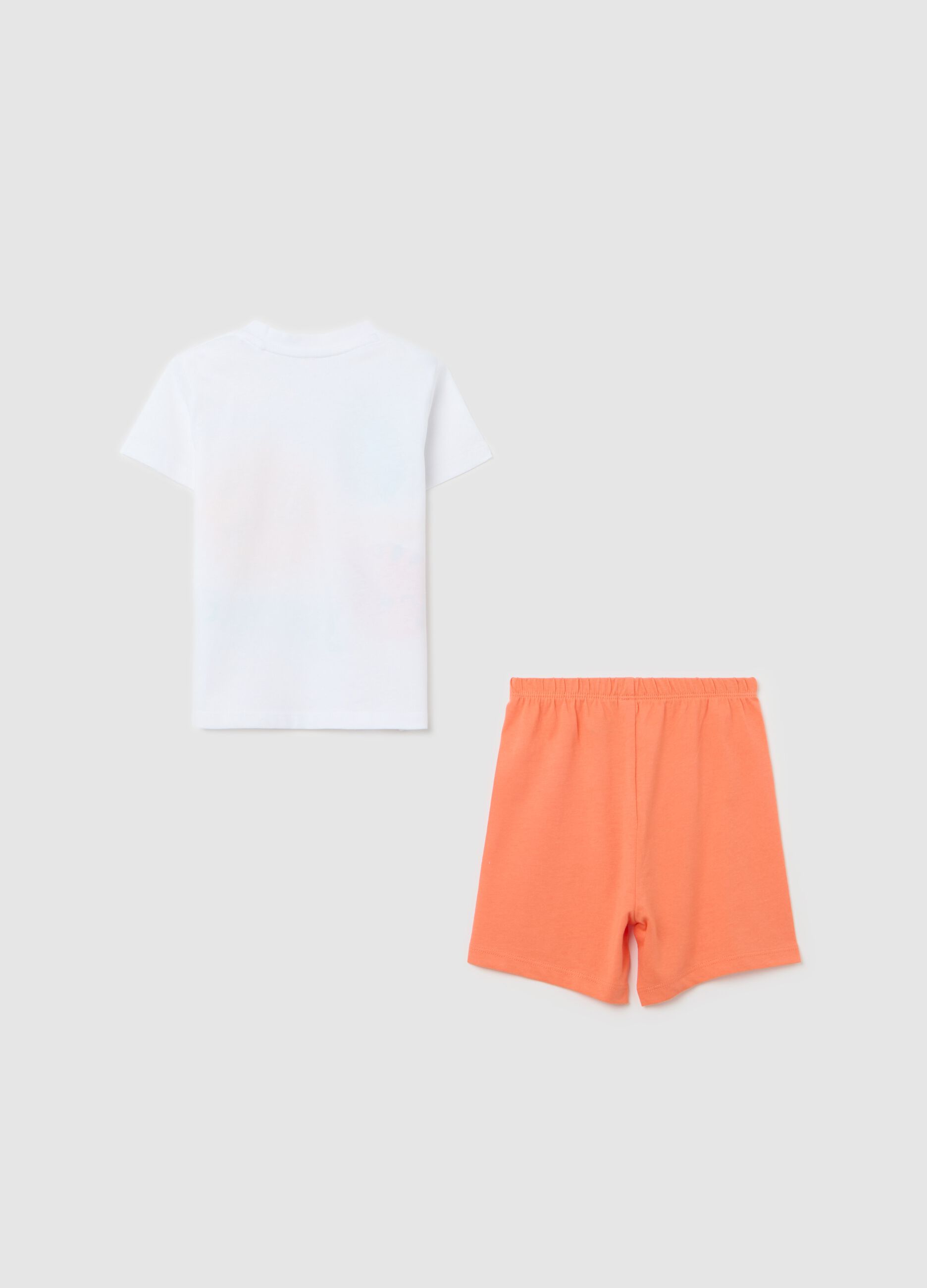 White and orange pyjamas with jungle print in organic cotton