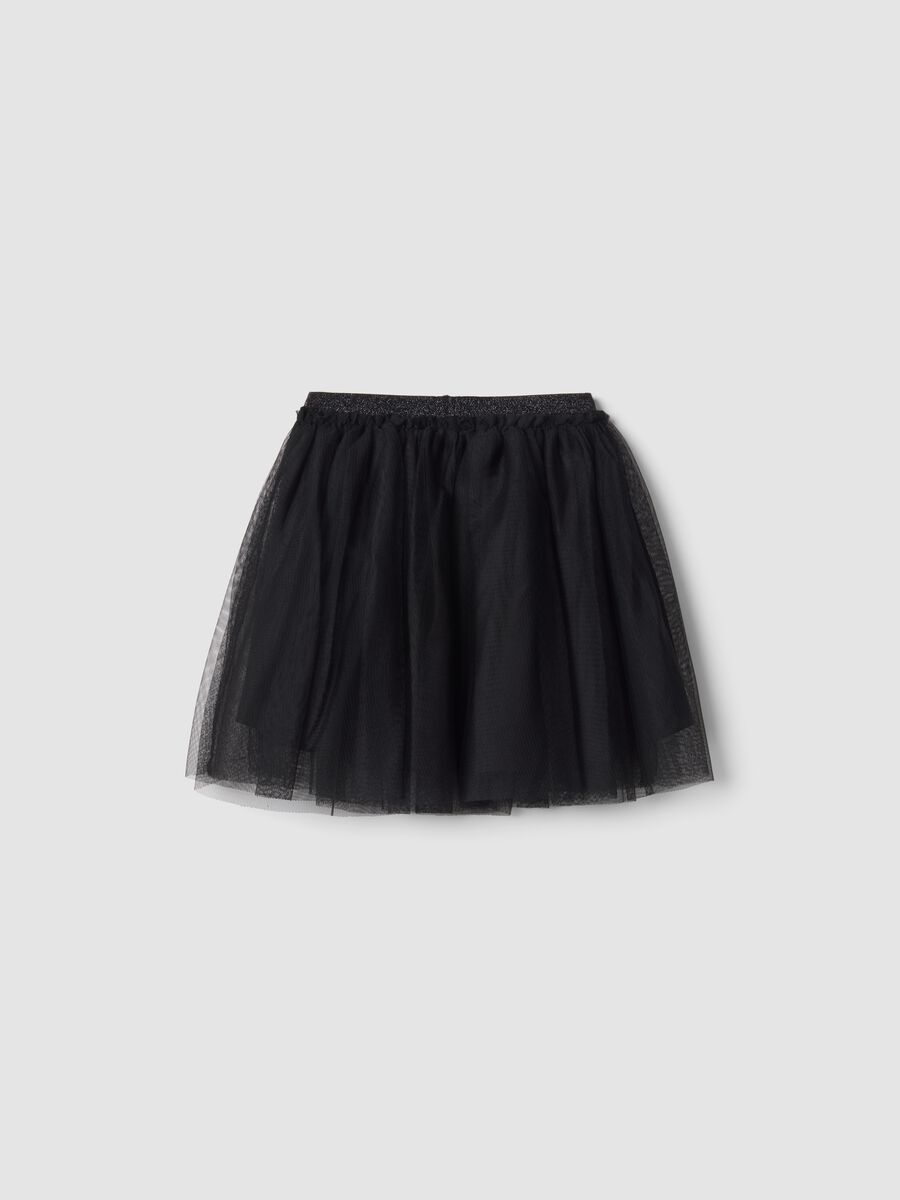 Black skirt with elasticated mesh waistband_5