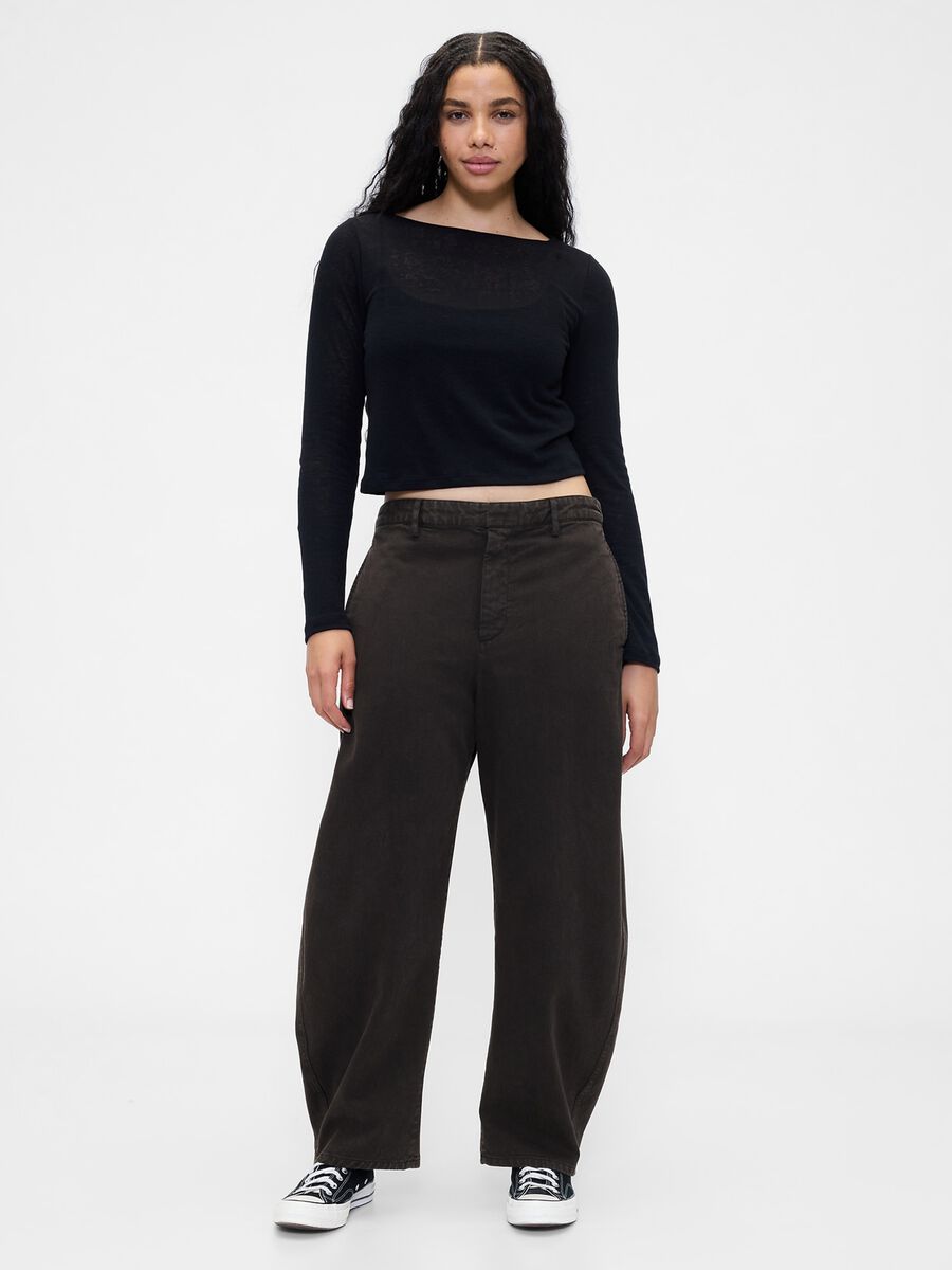 Pantaloni neri ampi in cotone_4