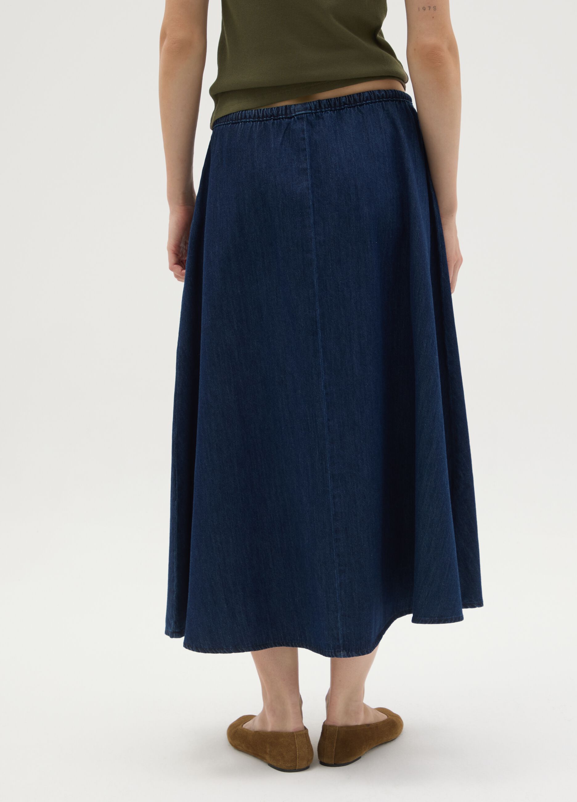 Gonna lunga da donna in puro cotone blu regular fit