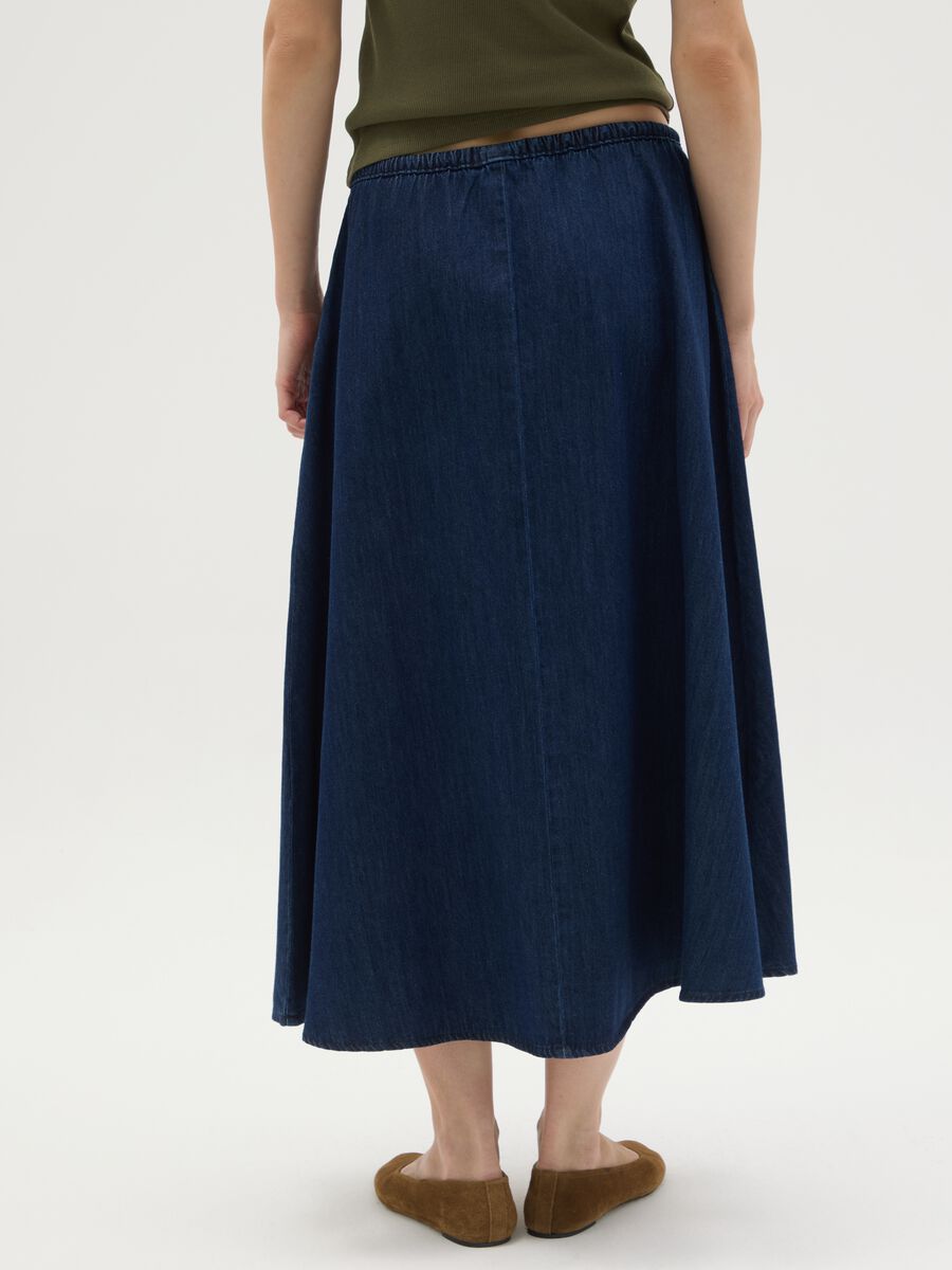 Gonna lunga da donna in puro cotone blu regular fit_3