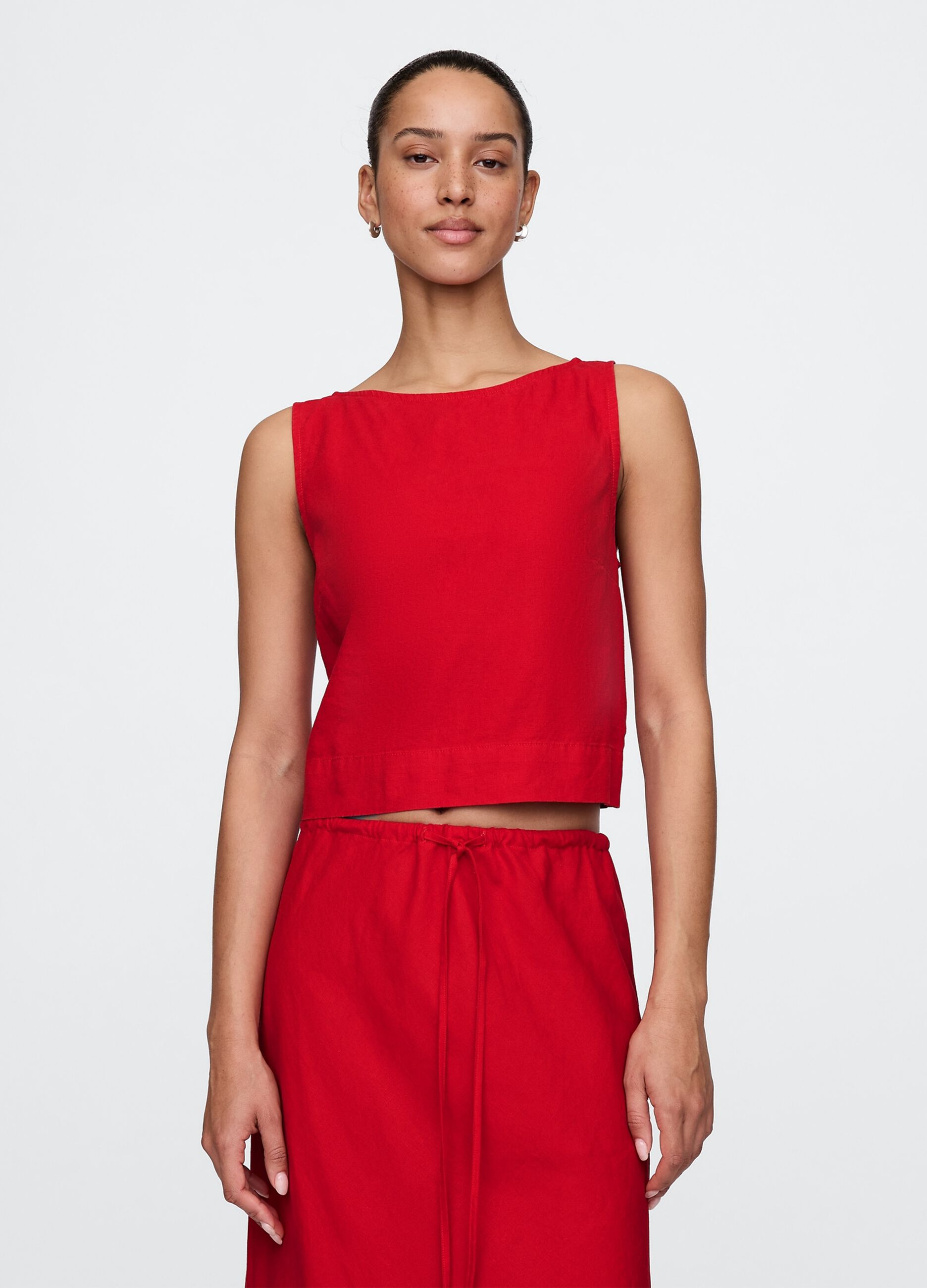 Red Linen and Viscose Tank Top