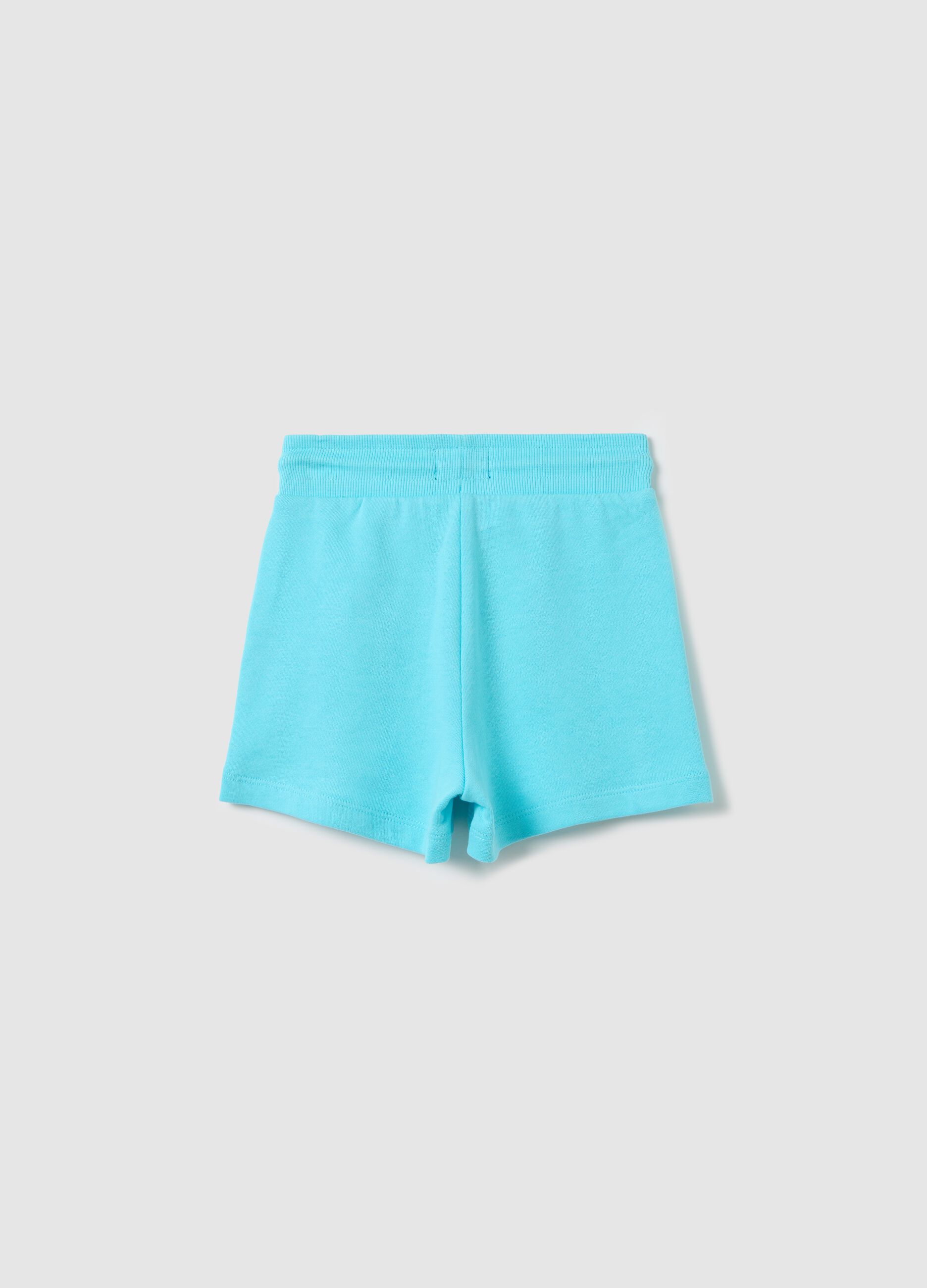Light blue French terry shorts with drawstring