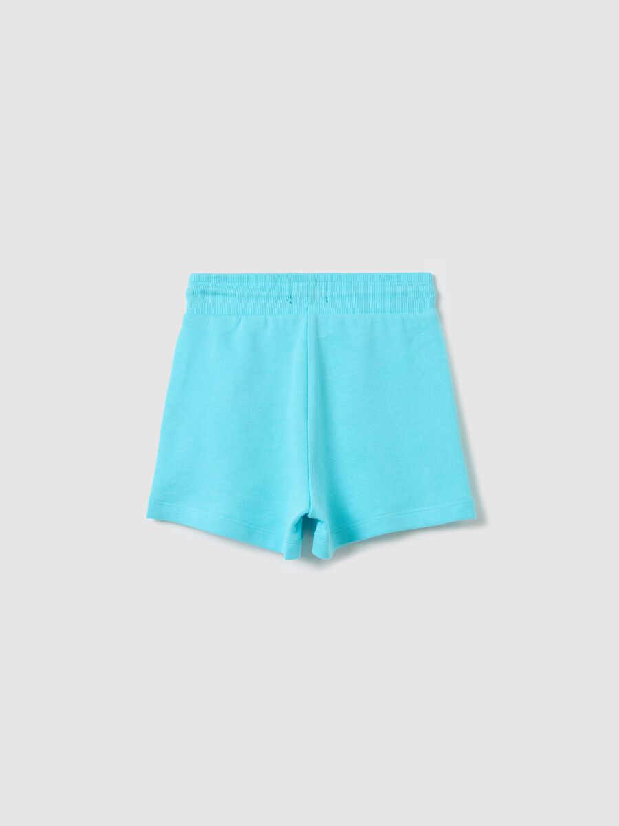 Light blue French terry shorts with drawstring_1