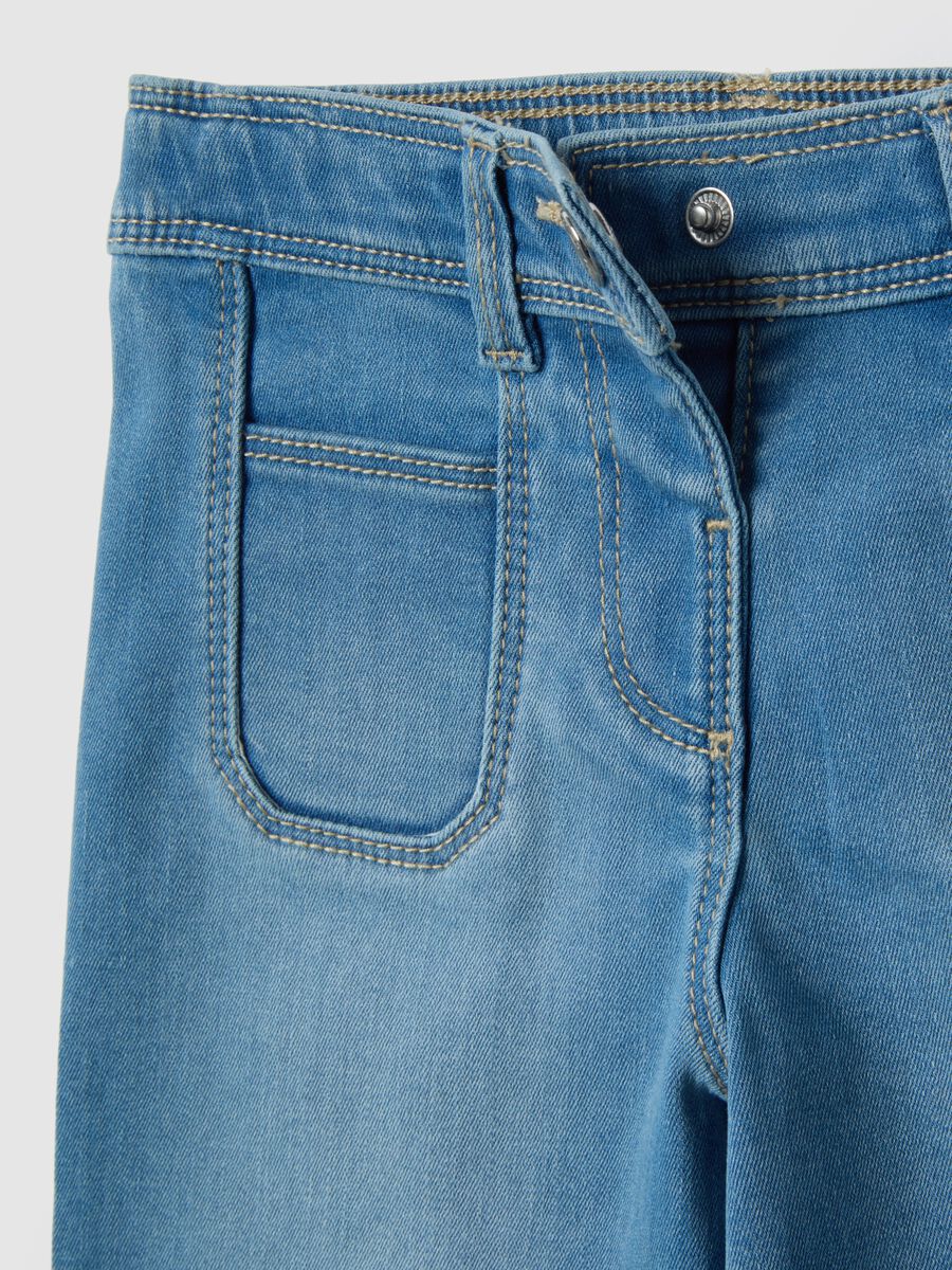 Girl's regular fit blue cotton blend trousers_2