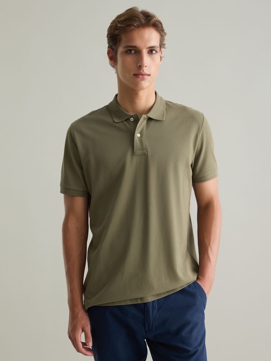 Green short sleeve cotton polo_0