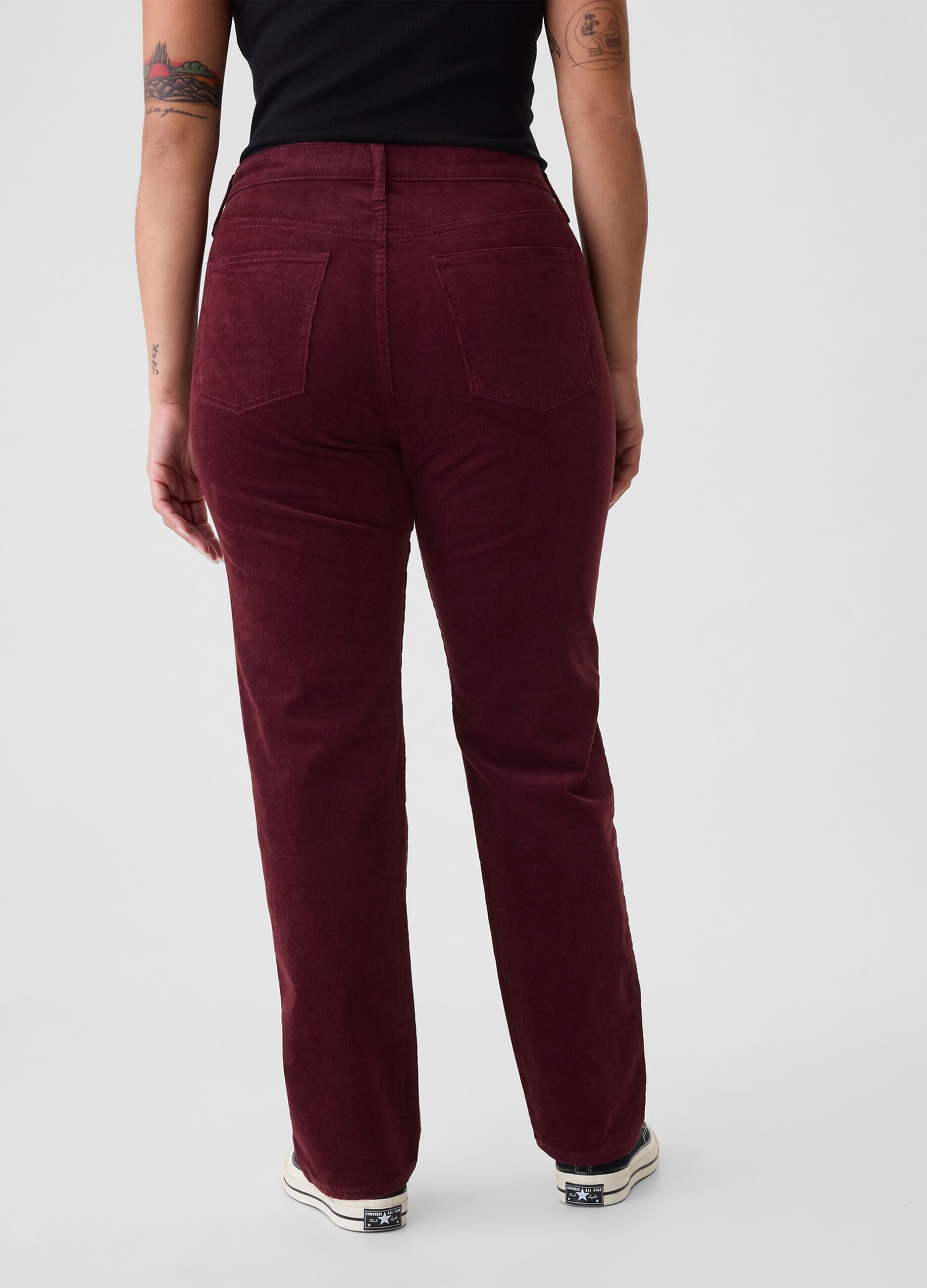 Straight high-rise trousers in corduroy