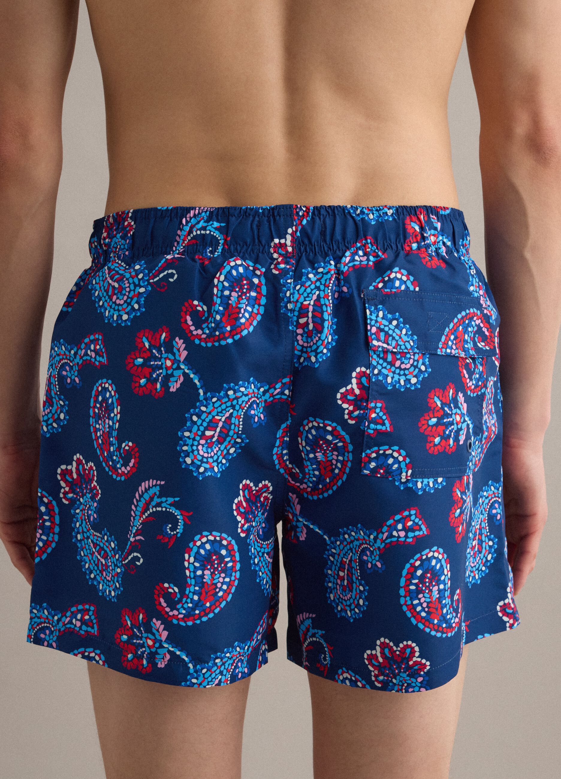 Blue paisley-print swim shorts