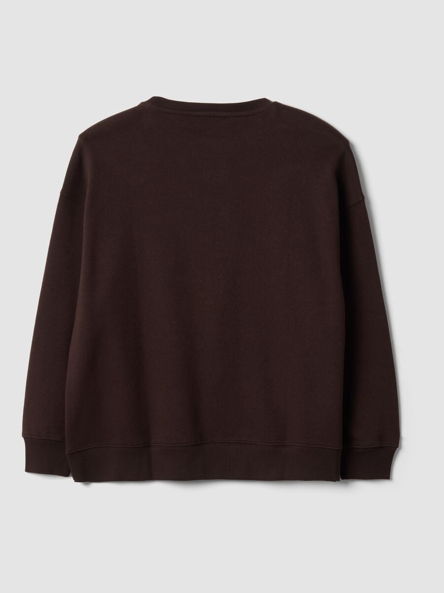 Brown cotton-blend sweatshirt with Paris slogan_2
