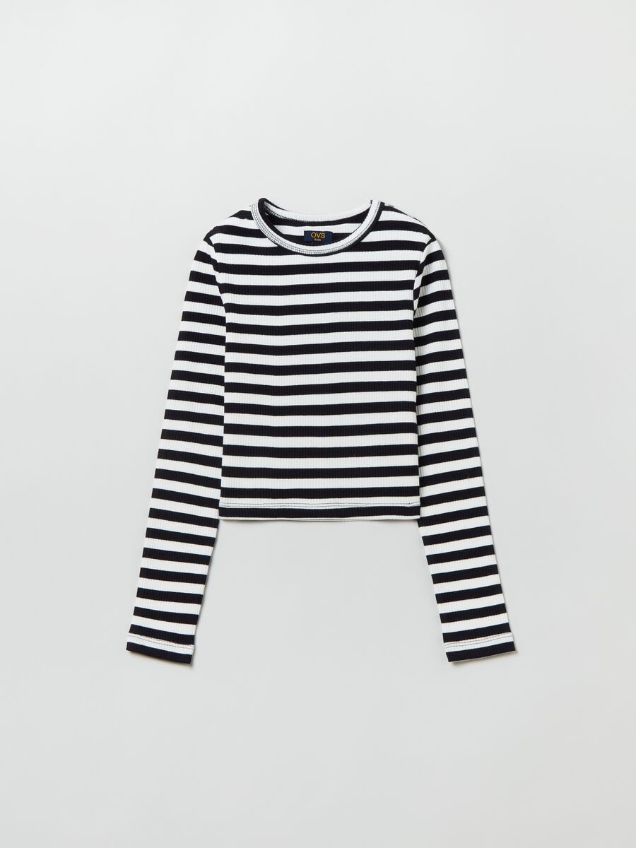 T-shirt maniche lunghe a righe_0