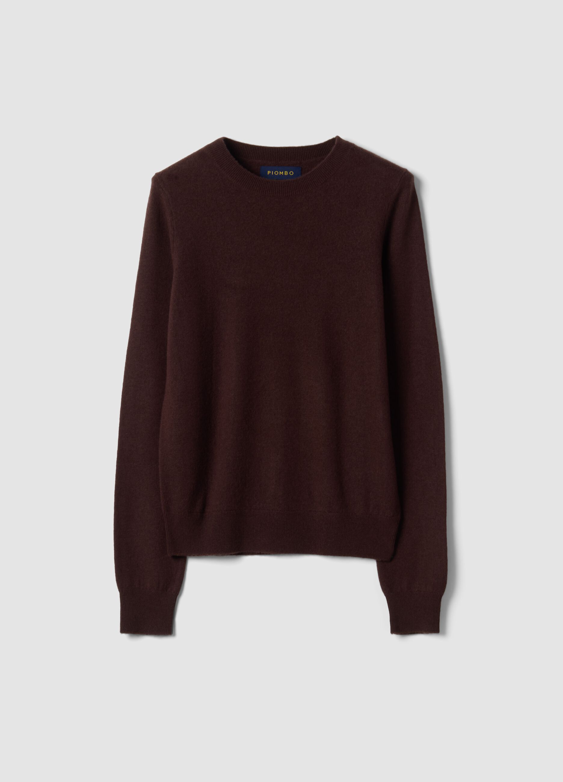 Brown pure wool crew-neck jumper