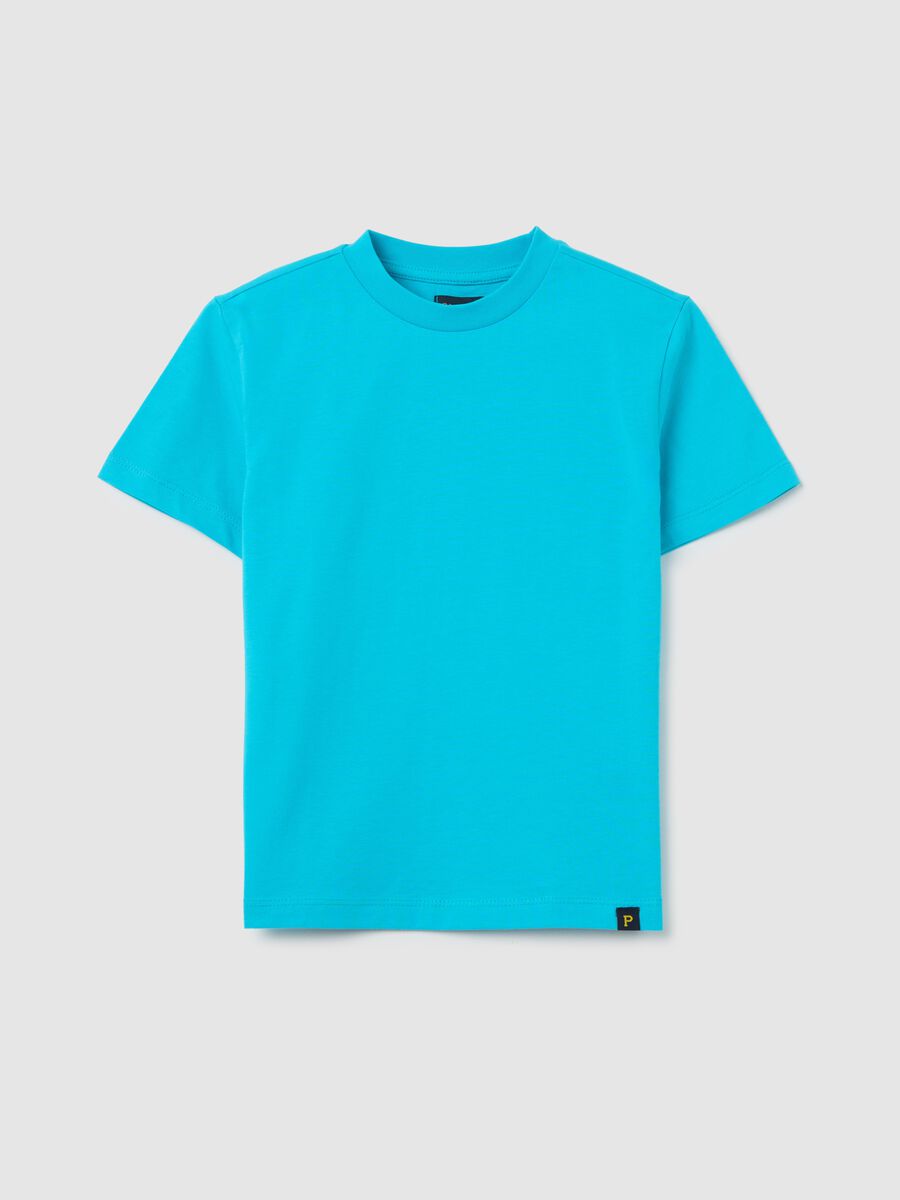 Light blue cotton T-shirt with round neck_0