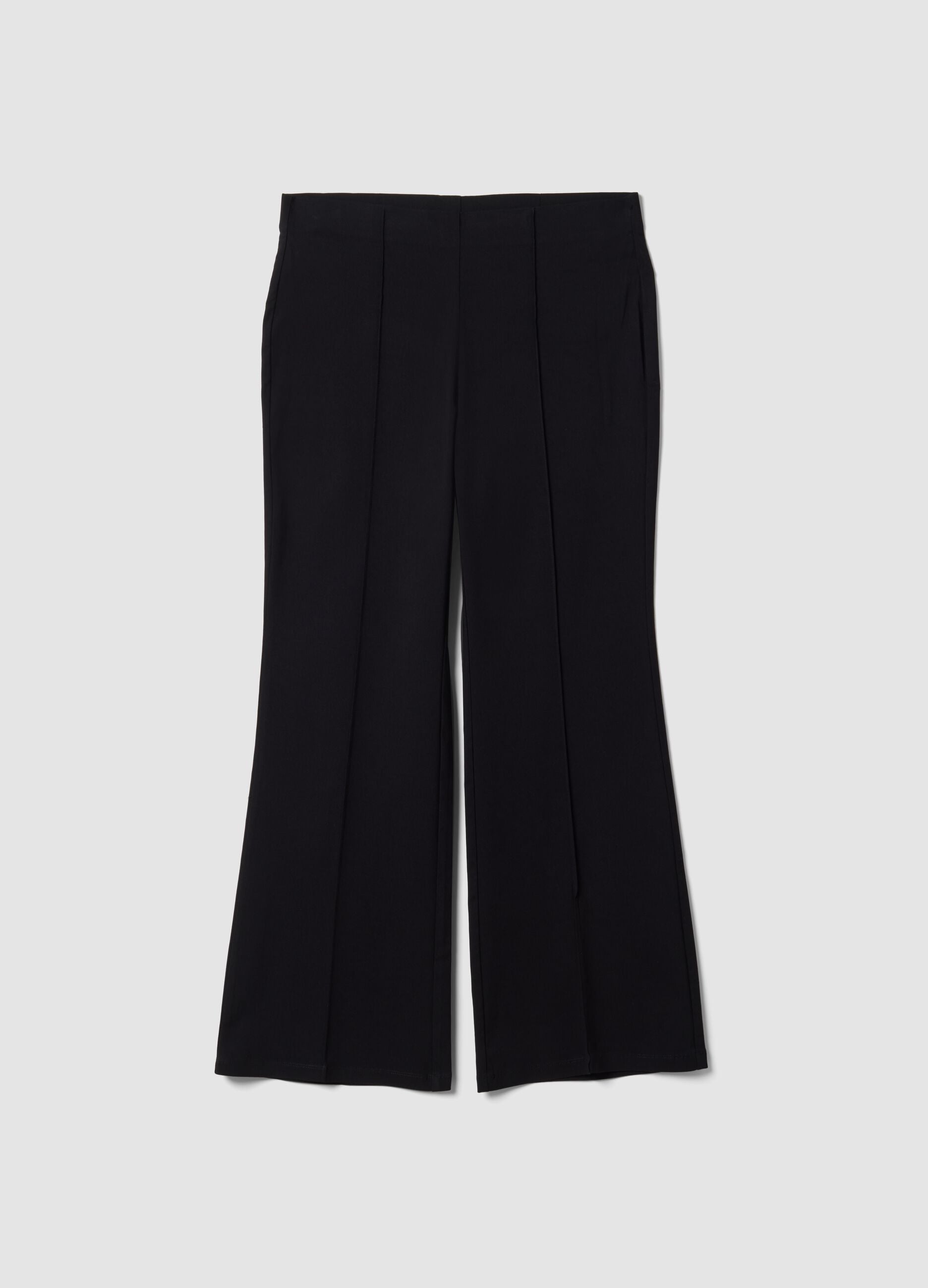 Black flare trousers in stretch viscose