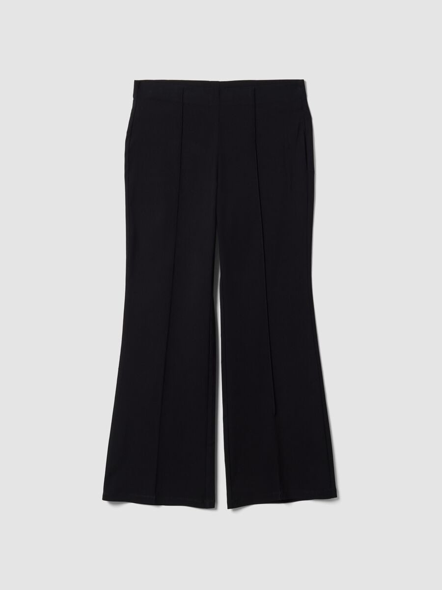 Black flare-fit trousers in stretch viscose_4
