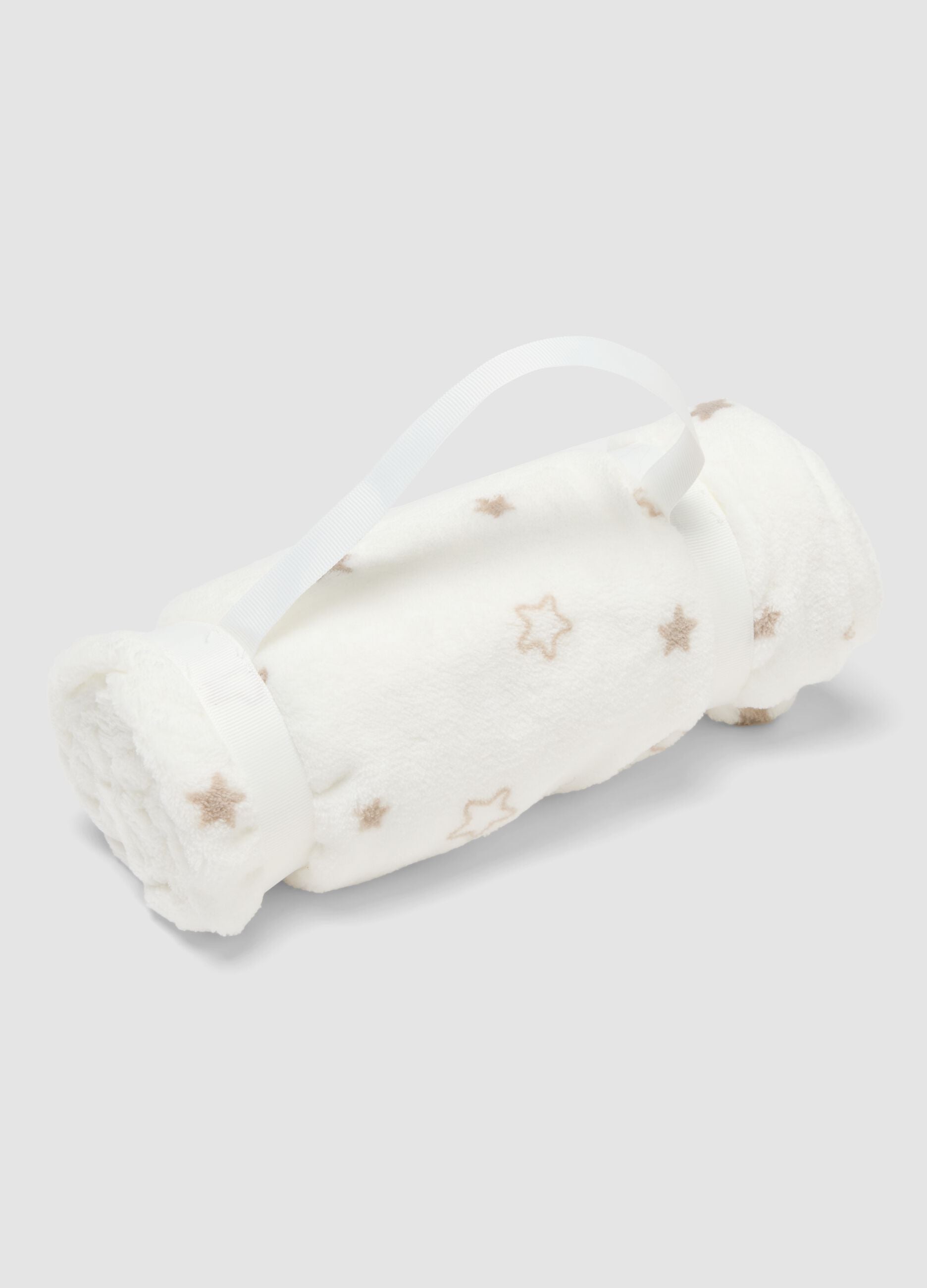 White star-print cot blanket with faux-fur feel