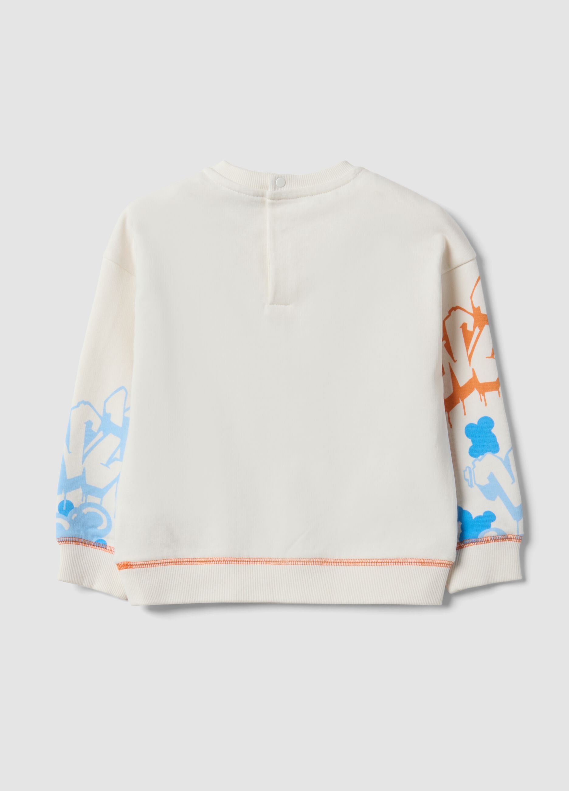 White sweatshirt in pure organic cotton with Looney Tunes print for baby boy