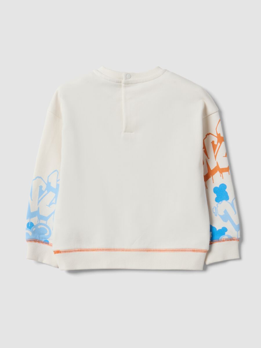 White sweatshirt in pure organic cotton with Looney Tunes print for baby boy_1