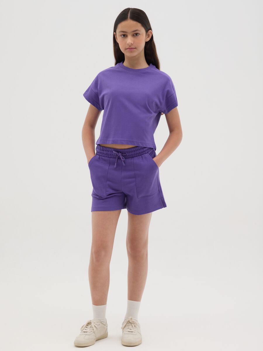 Short da ragazza in puro cotone viola con vita regular_0