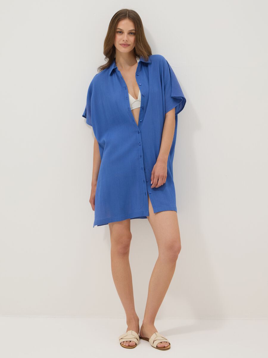 Caftano blu in puro cotone_0