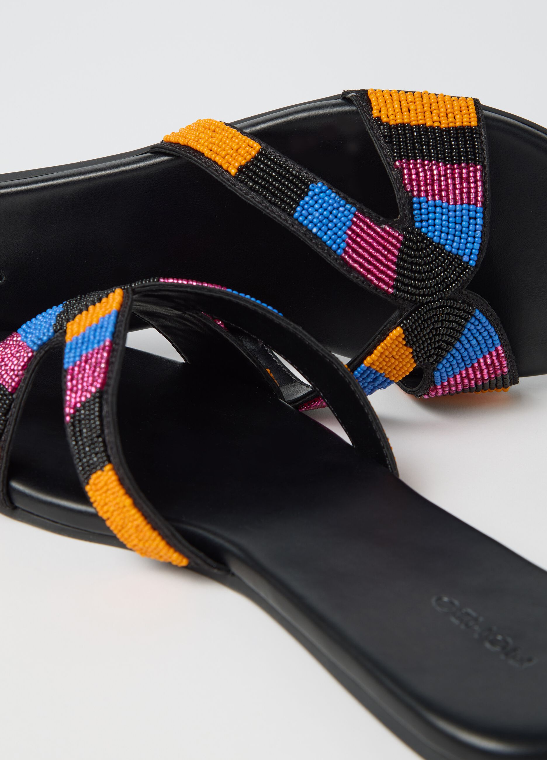 Piombo Multicolour Plastic Sandals with Beads