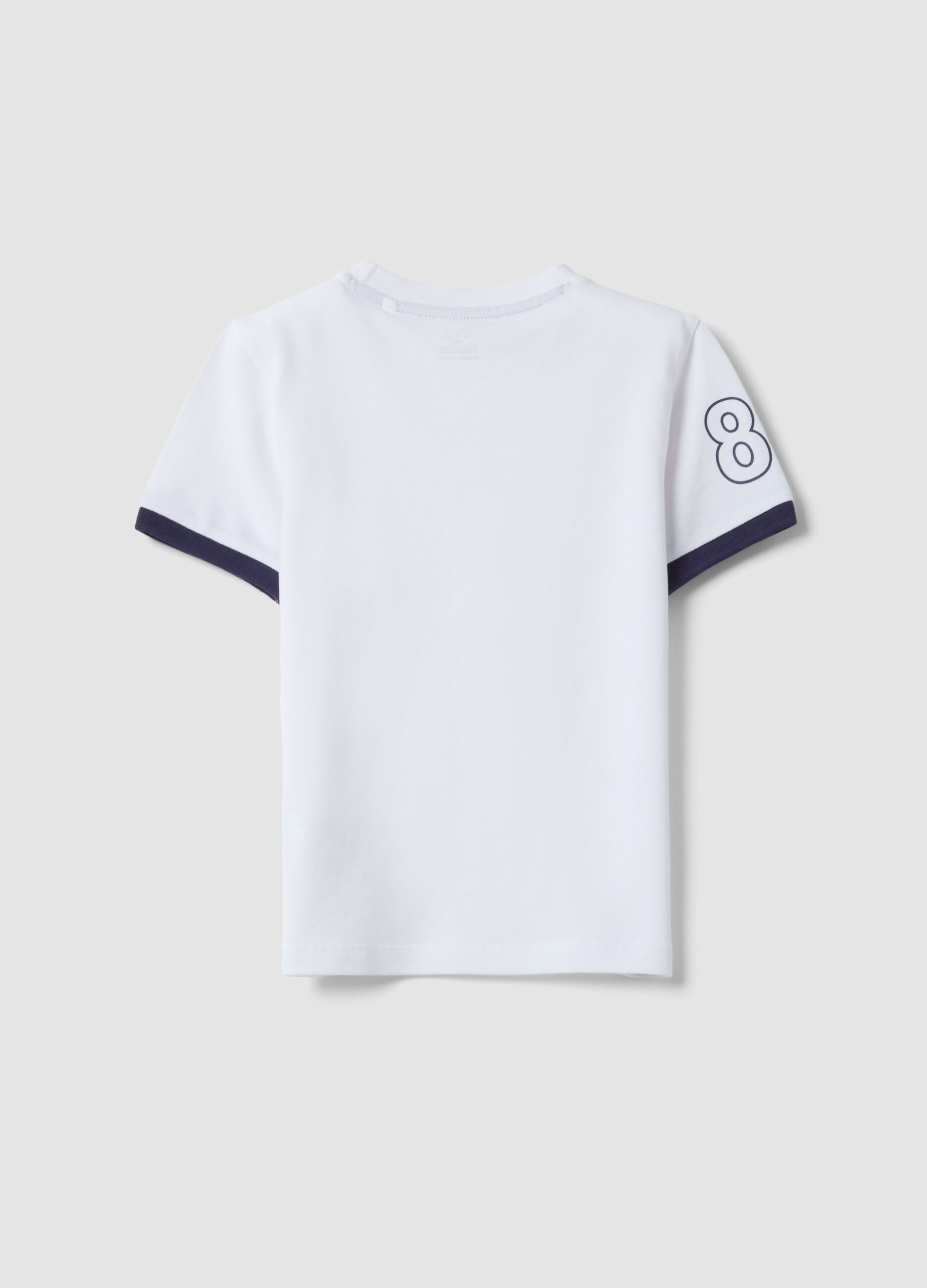 T-shirt bianca in puro cotone organico da bambino con stampa