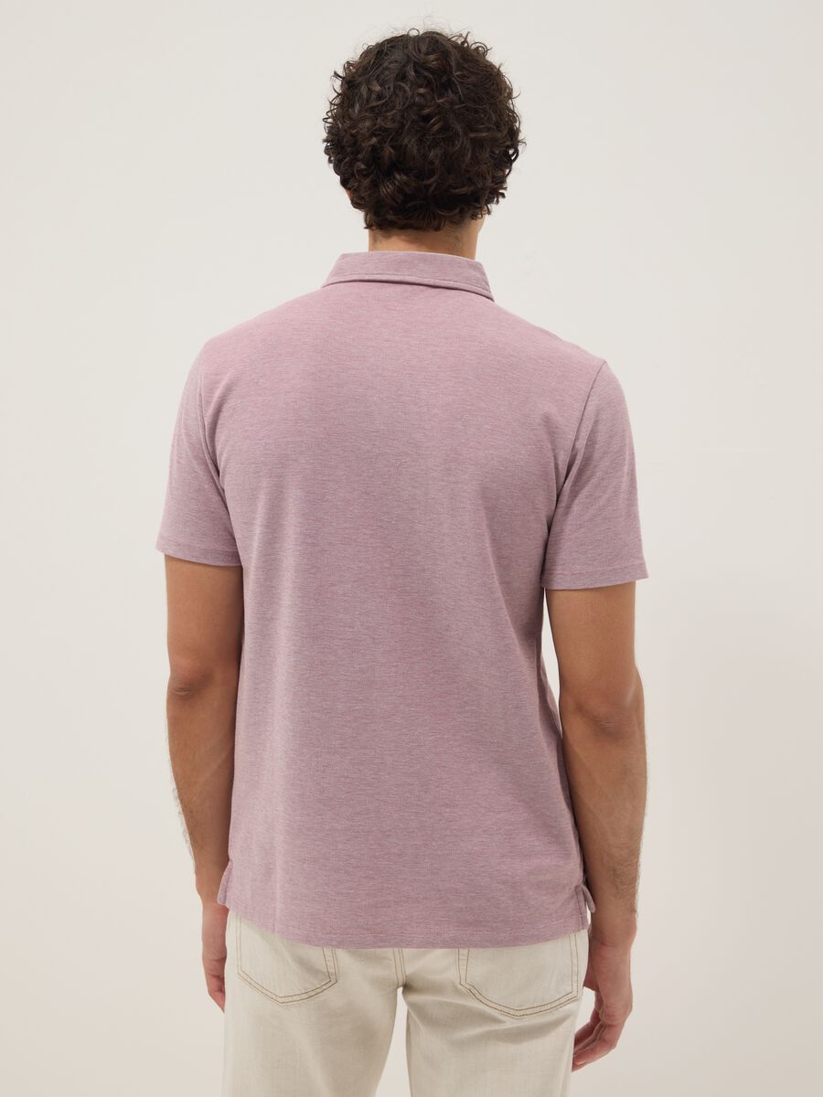 Pink short-sleeve polo shirt in pure cotton_3