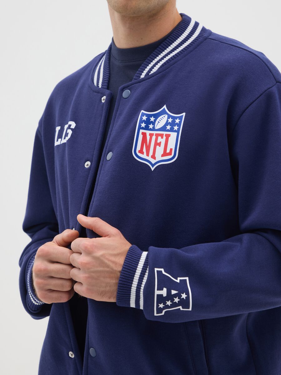 Giubbotto in misto cotone blu regular fit_3