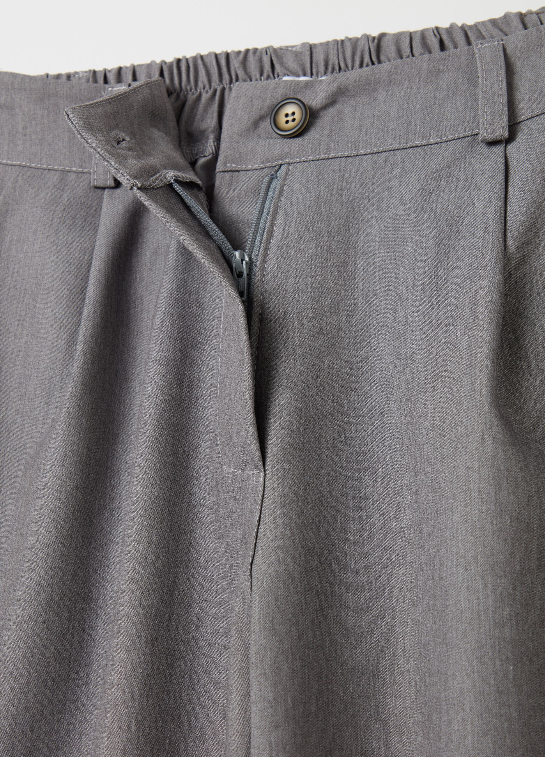Wide-leg mélange trousers