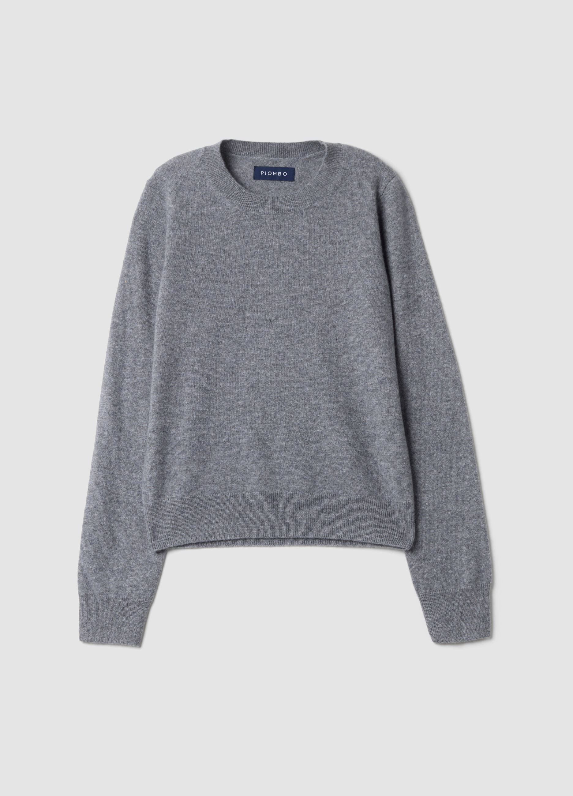 Grey pure cashmere crew-neck jumper
