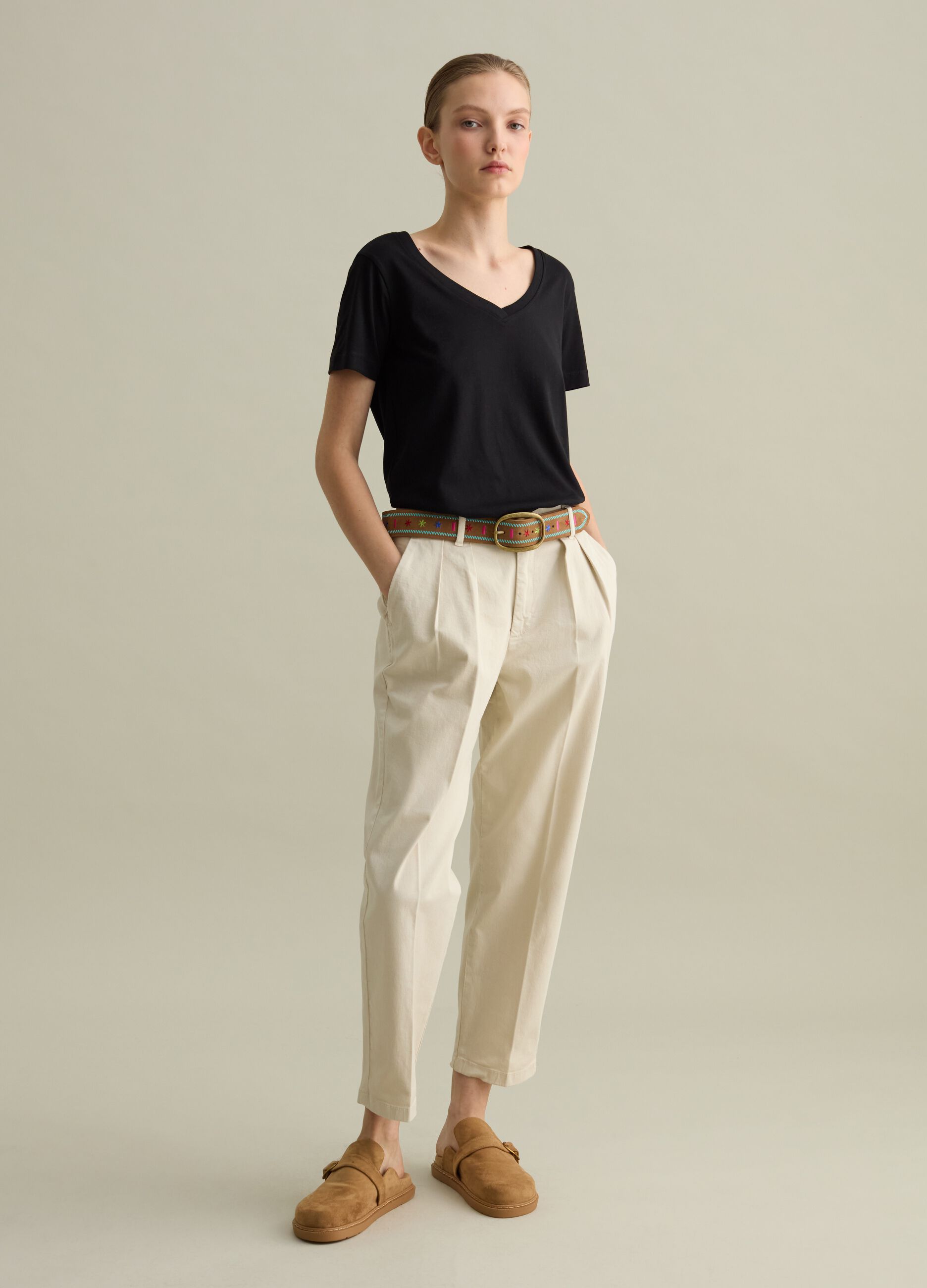 Cotton V-neck T-shirt
