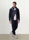 Blue cotton-blend sweatshirt with crew neck and zip, regular fit_0
