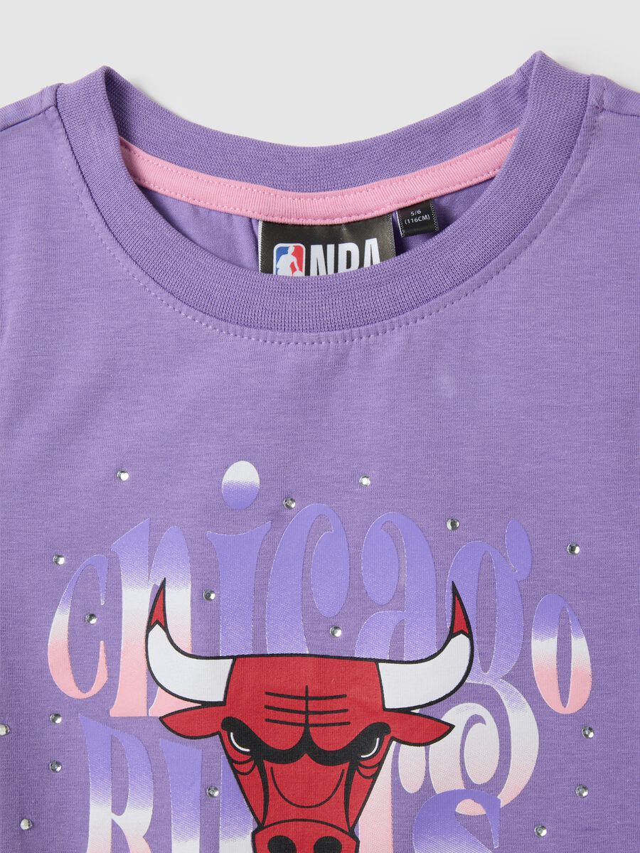 Girls' Violet Cotton Vest Regular Fit with Chicago Bulls Print_2