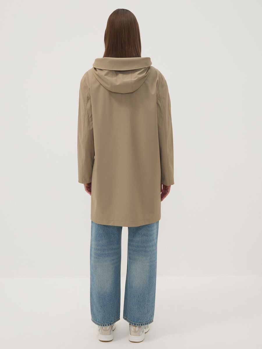 Beige long hooded jacket with zip_3