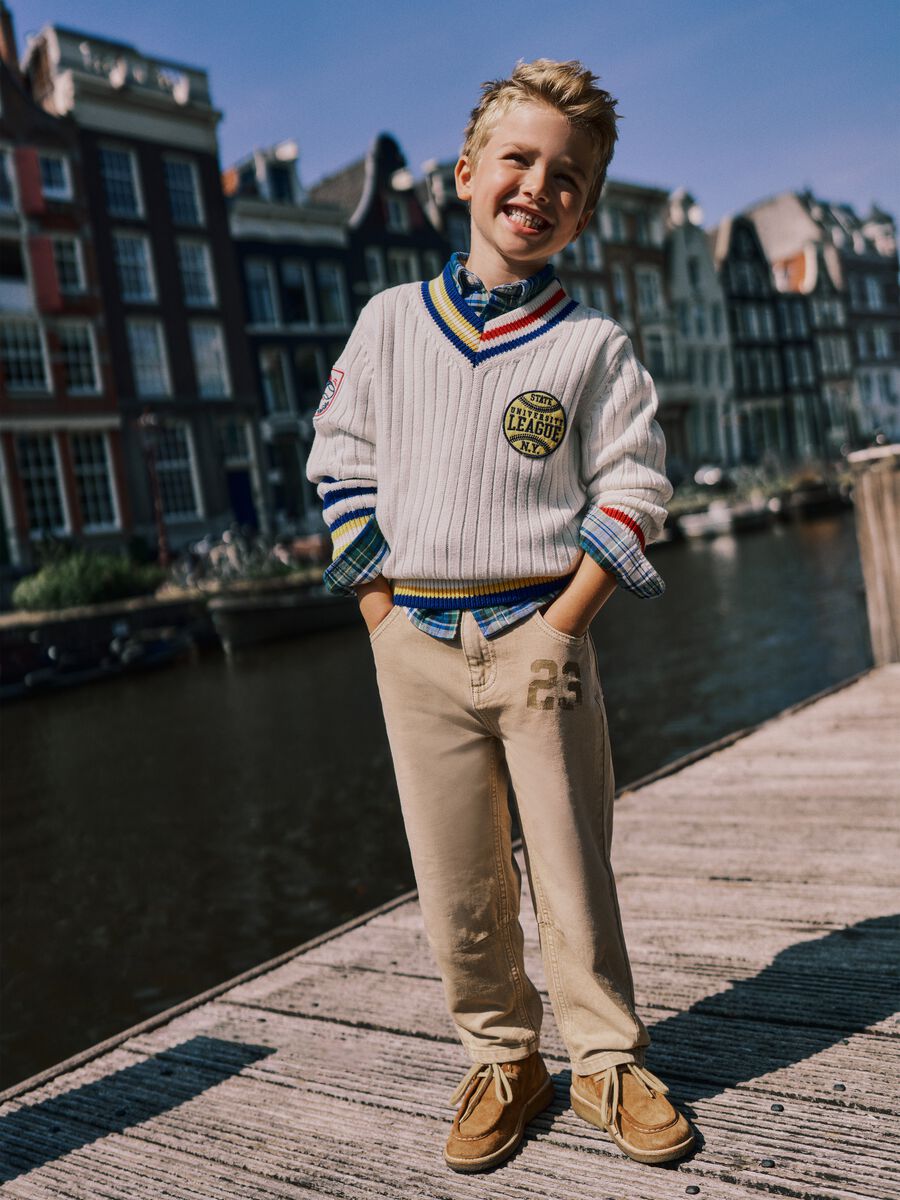 Maglione da bambino in puro cotone multicolor regular fit_0