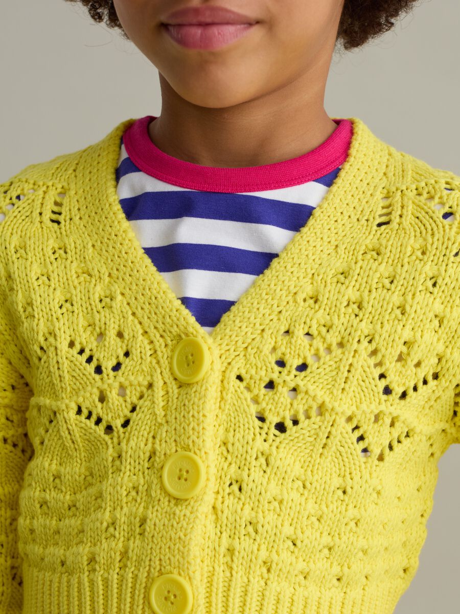 Cardigan with V neck and openwork design_2