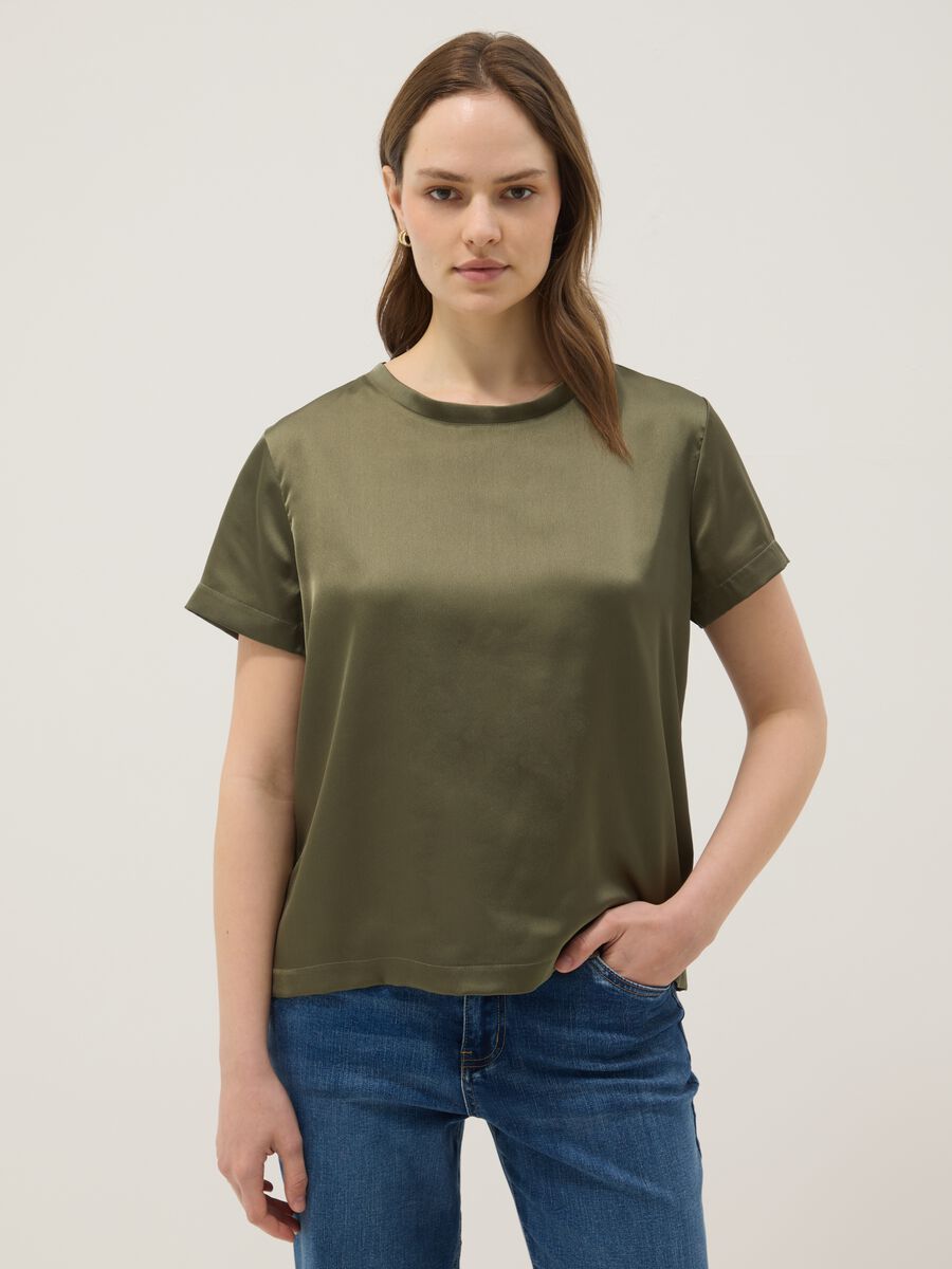 Green crew-neck regular fit T-shirt_0