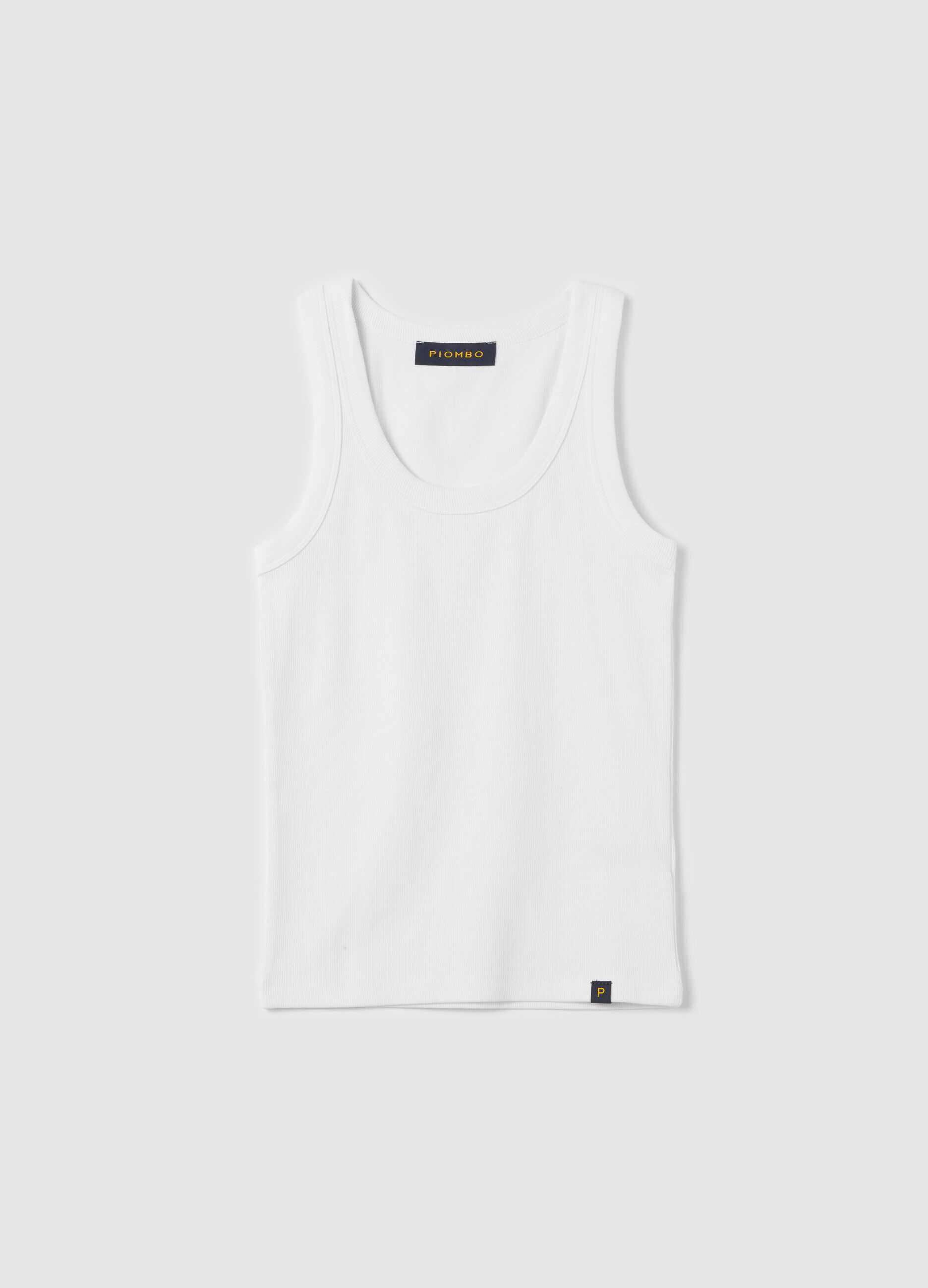 Tank top bianco a costine