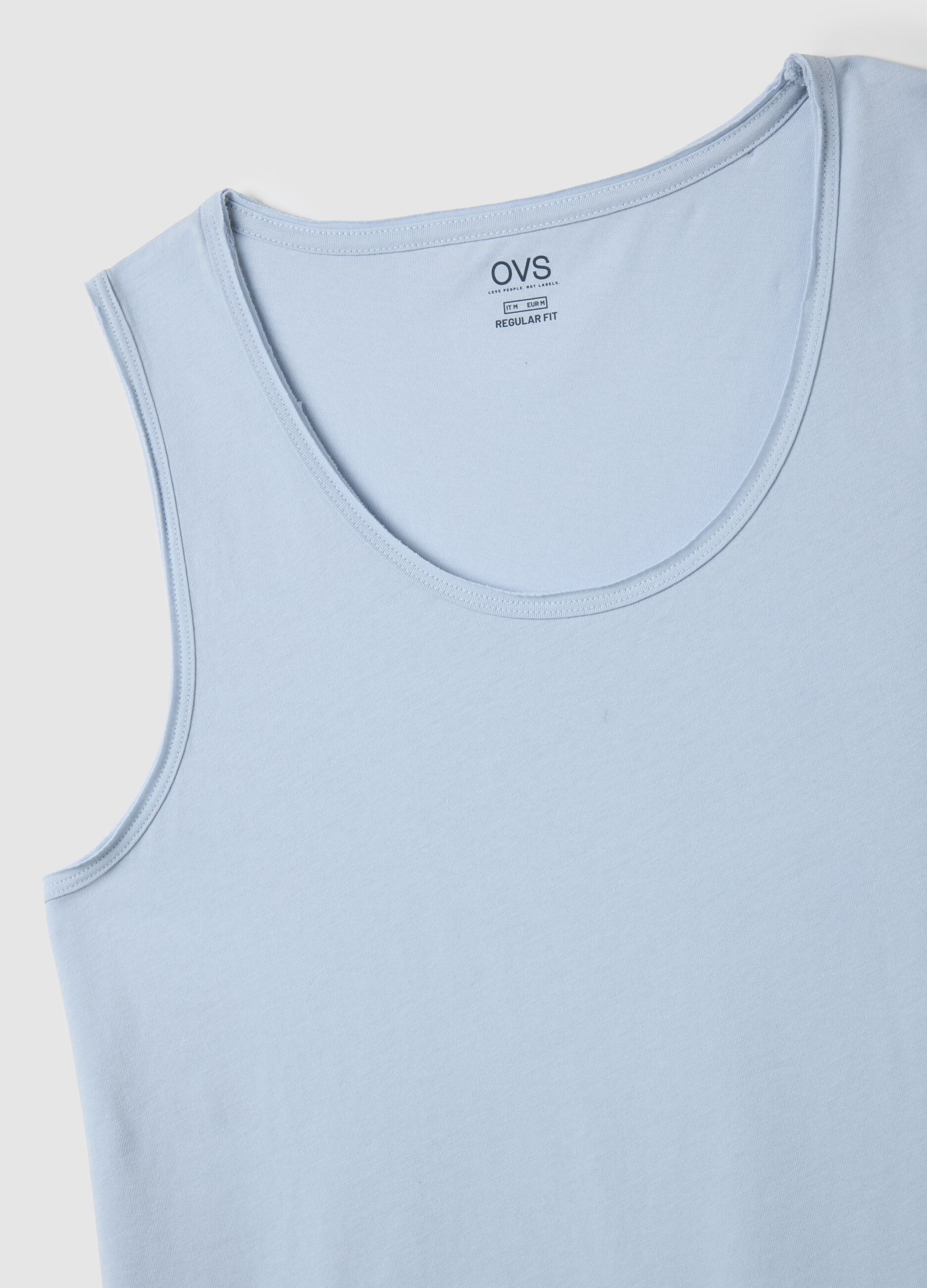 Canotta da uomo in puro cotone azzurro regular fit