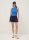 Tank top blu in cotone elasticizzato a costine fitted_1