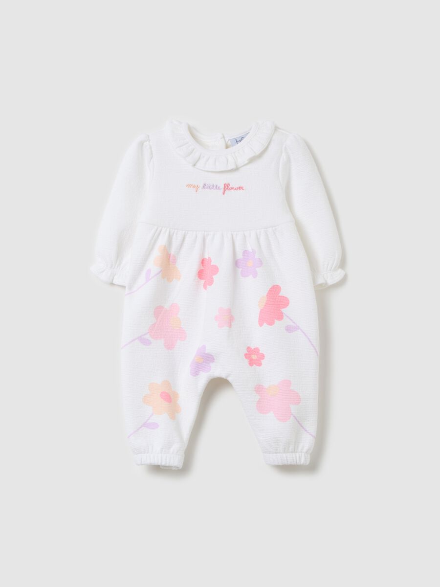 Crêpe onesie with "My little flower" embroidery_0
