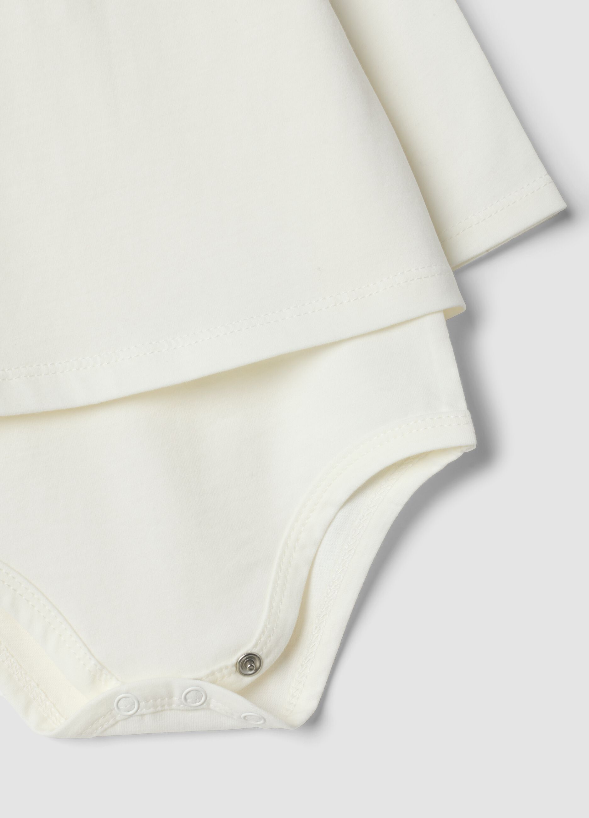 White pure organic cotton bodysuit with collar