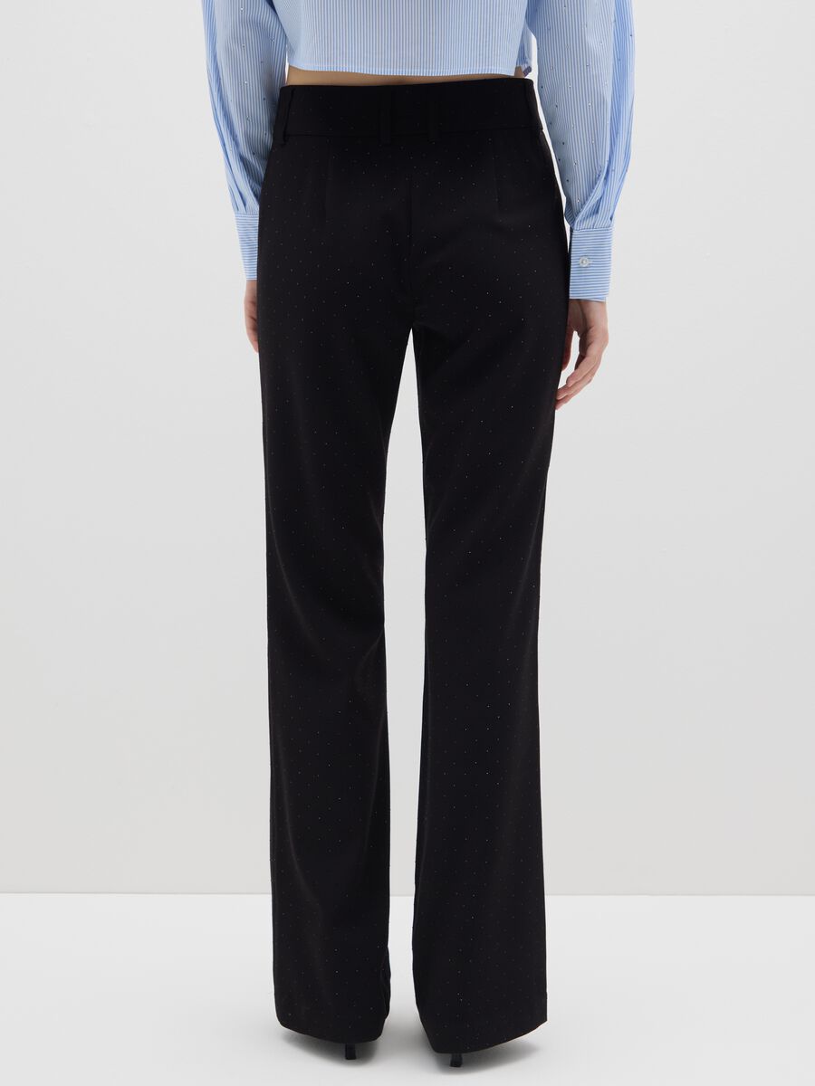 Black polka dot flare trousers_2