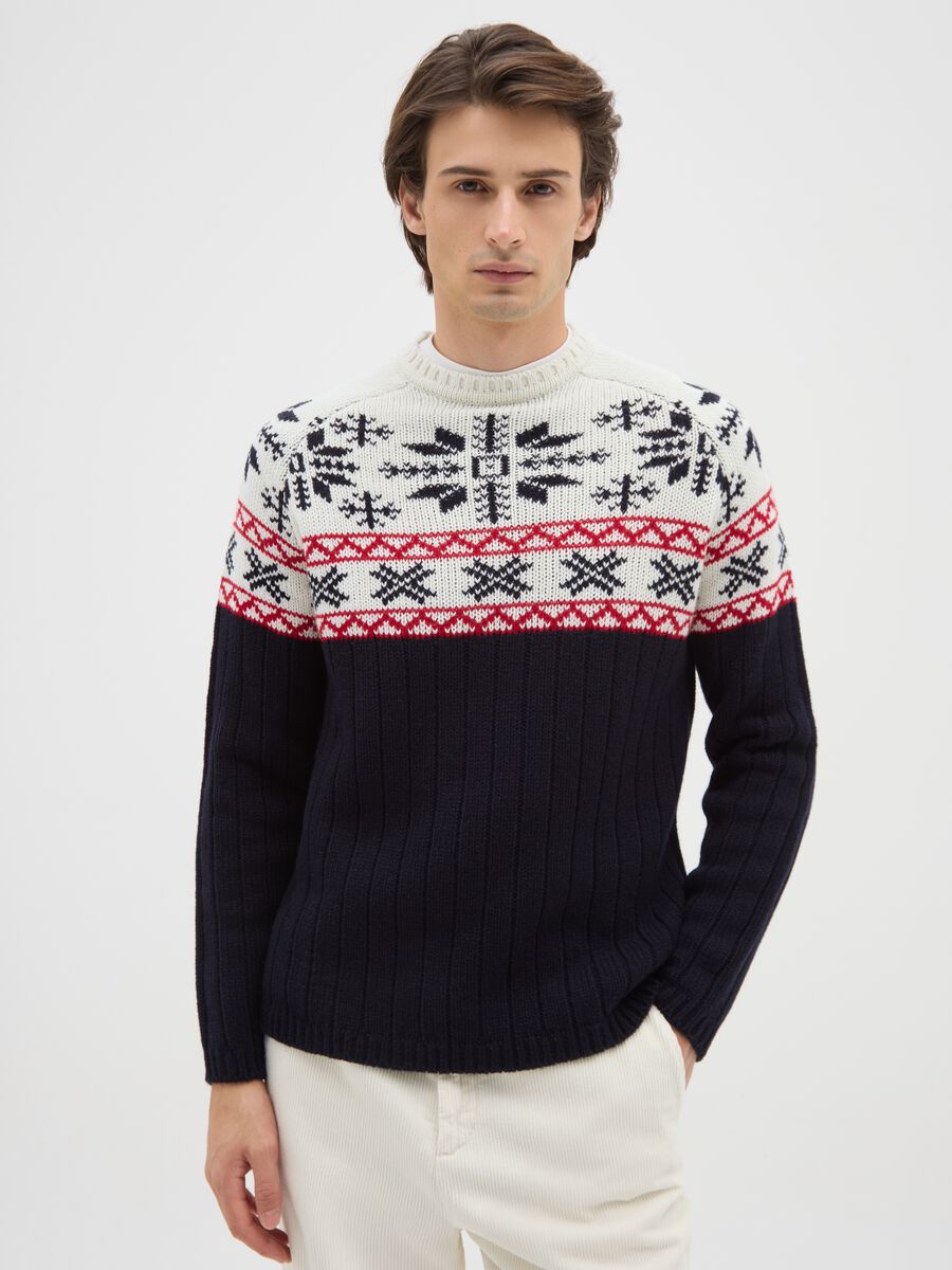 Multicolour regular fit jumper with jacquard pattern_1