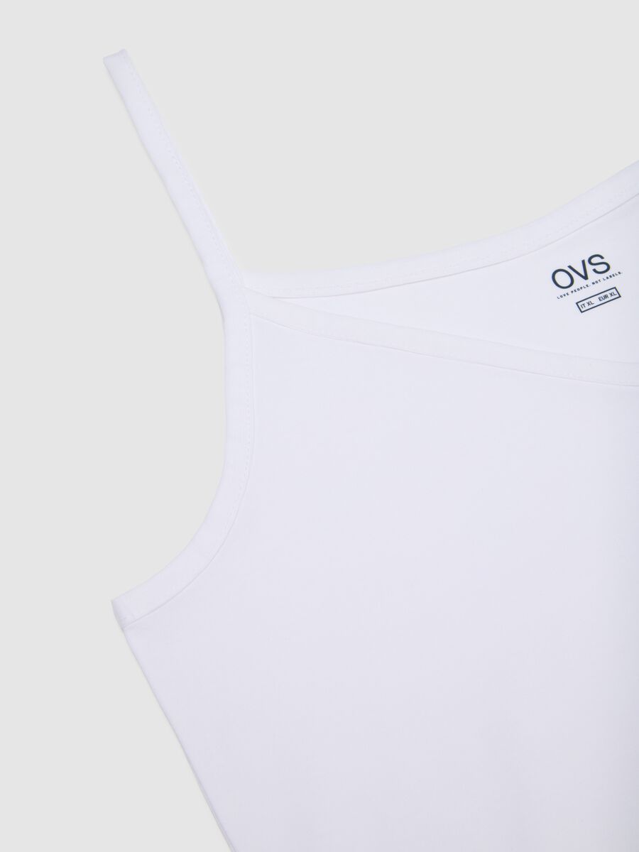 Top da donna in cotone elasticizzato bianco regular fit_5