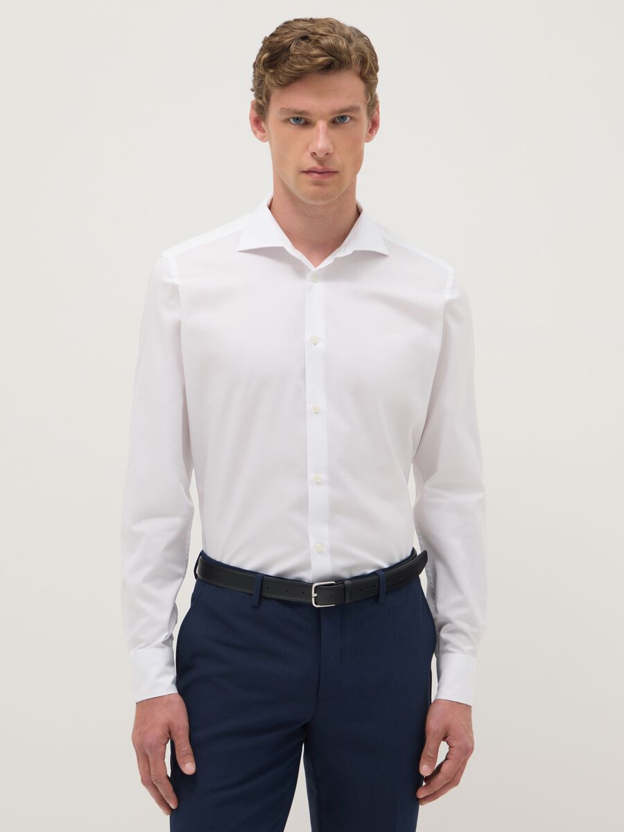 Pure Cotton Slim Fit White Shirt_0