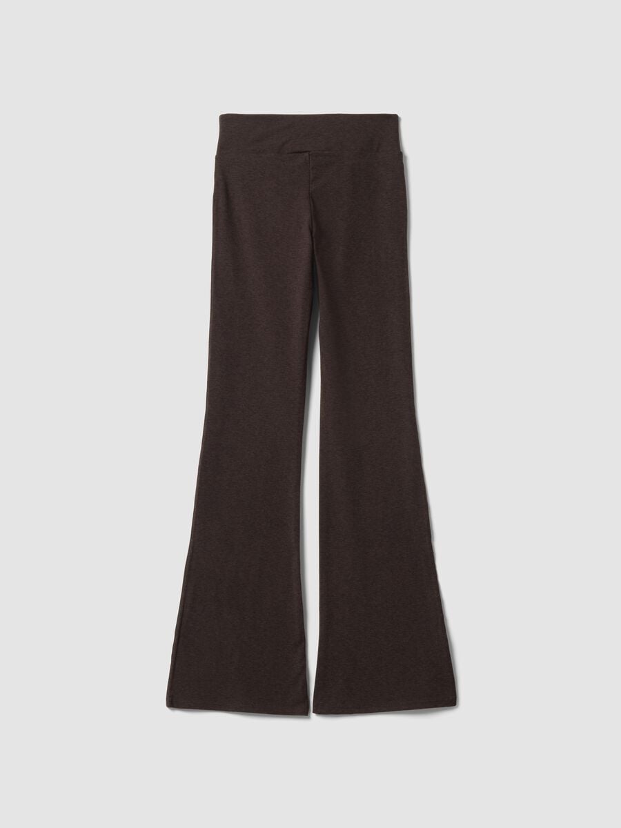 Leggings marroni flare in tessuto elasticizzato_2