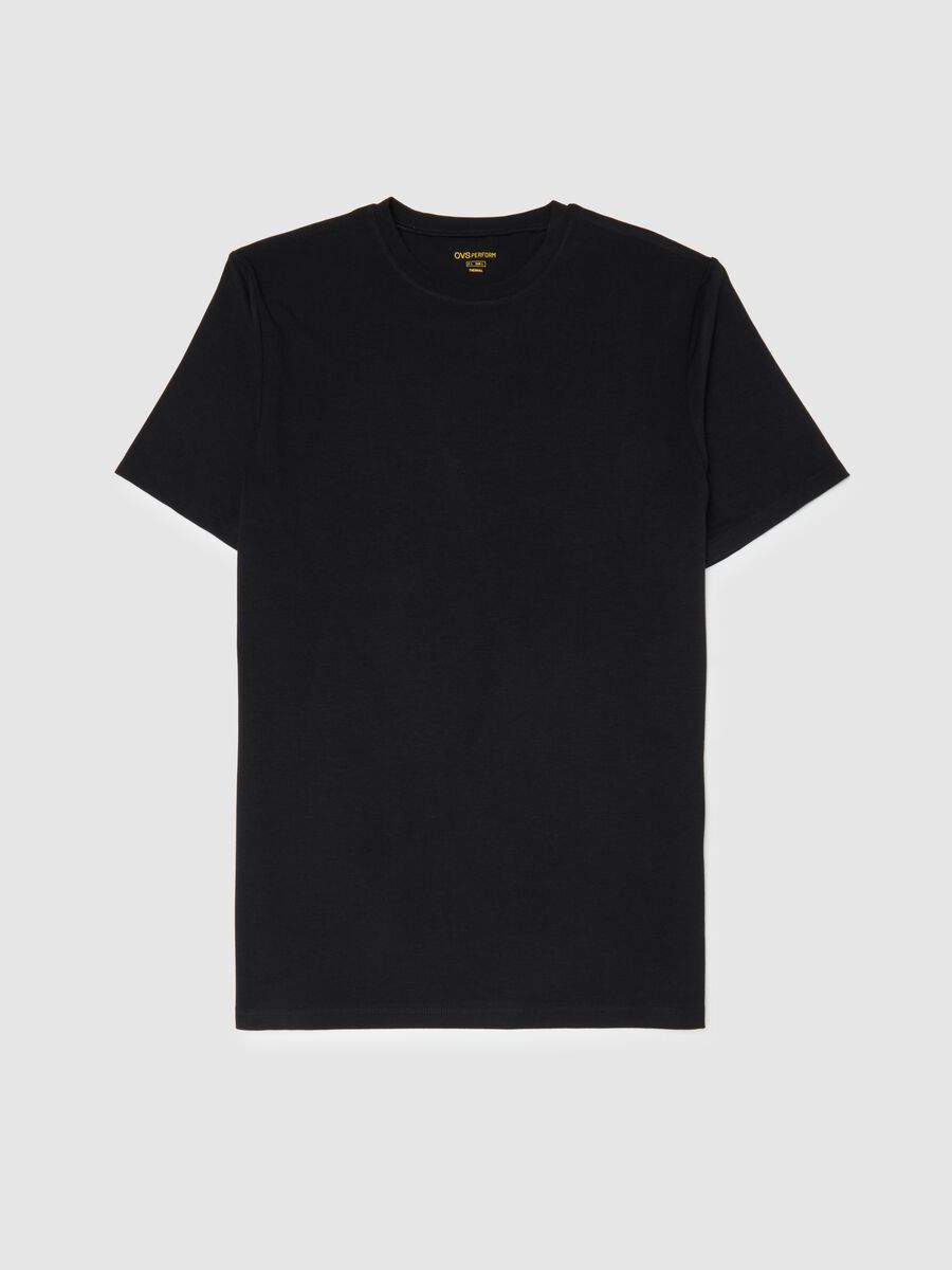 Black crew neck t-shirt in cotton blend regular fit_4