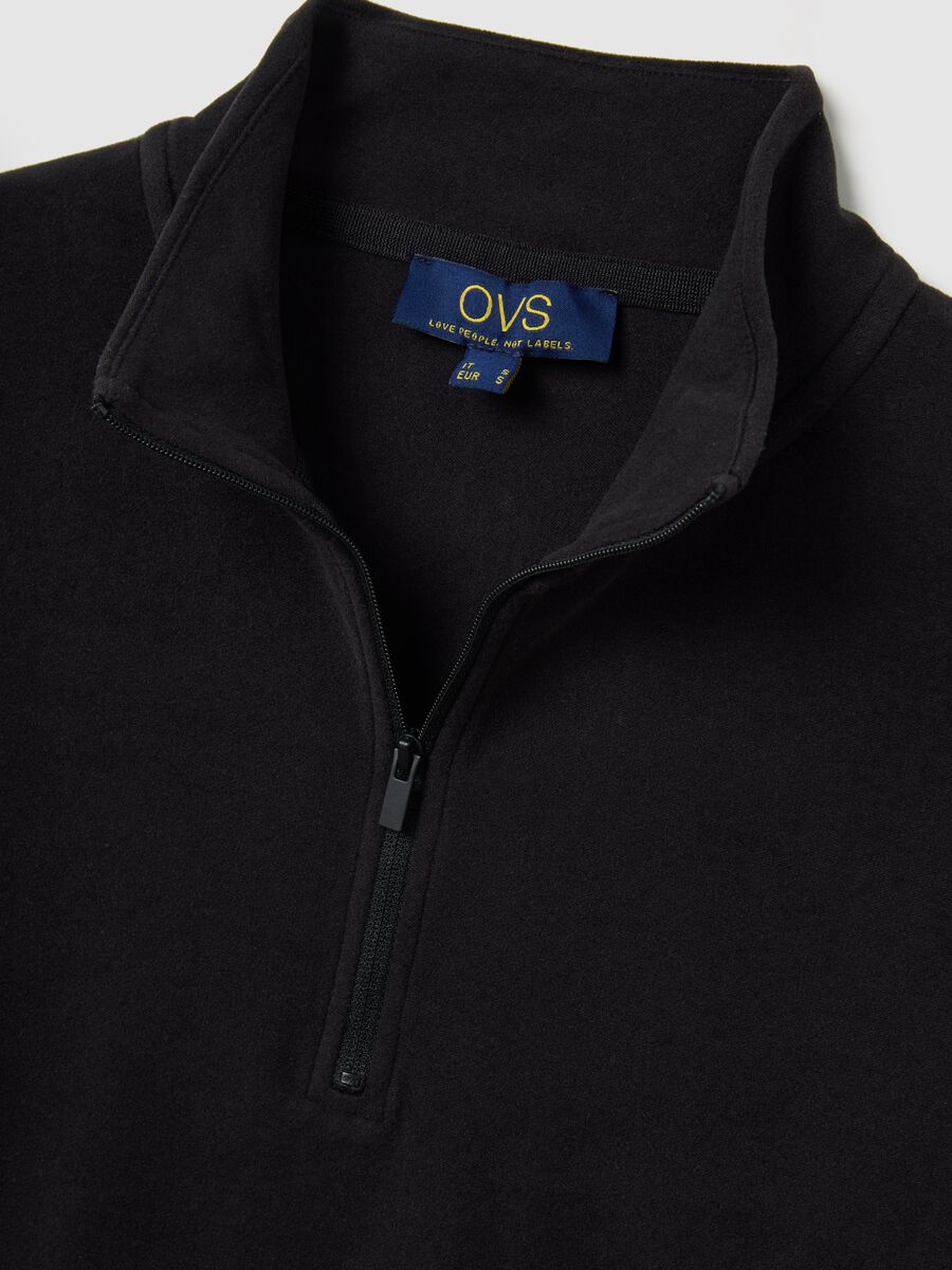 Pile a collo alto nero con mezza zip regular fit_5