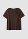 Brown pure cotton T-shirt with ring detail_0