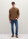 Brown crew-neck regular fit sweater with knitted pattern_1